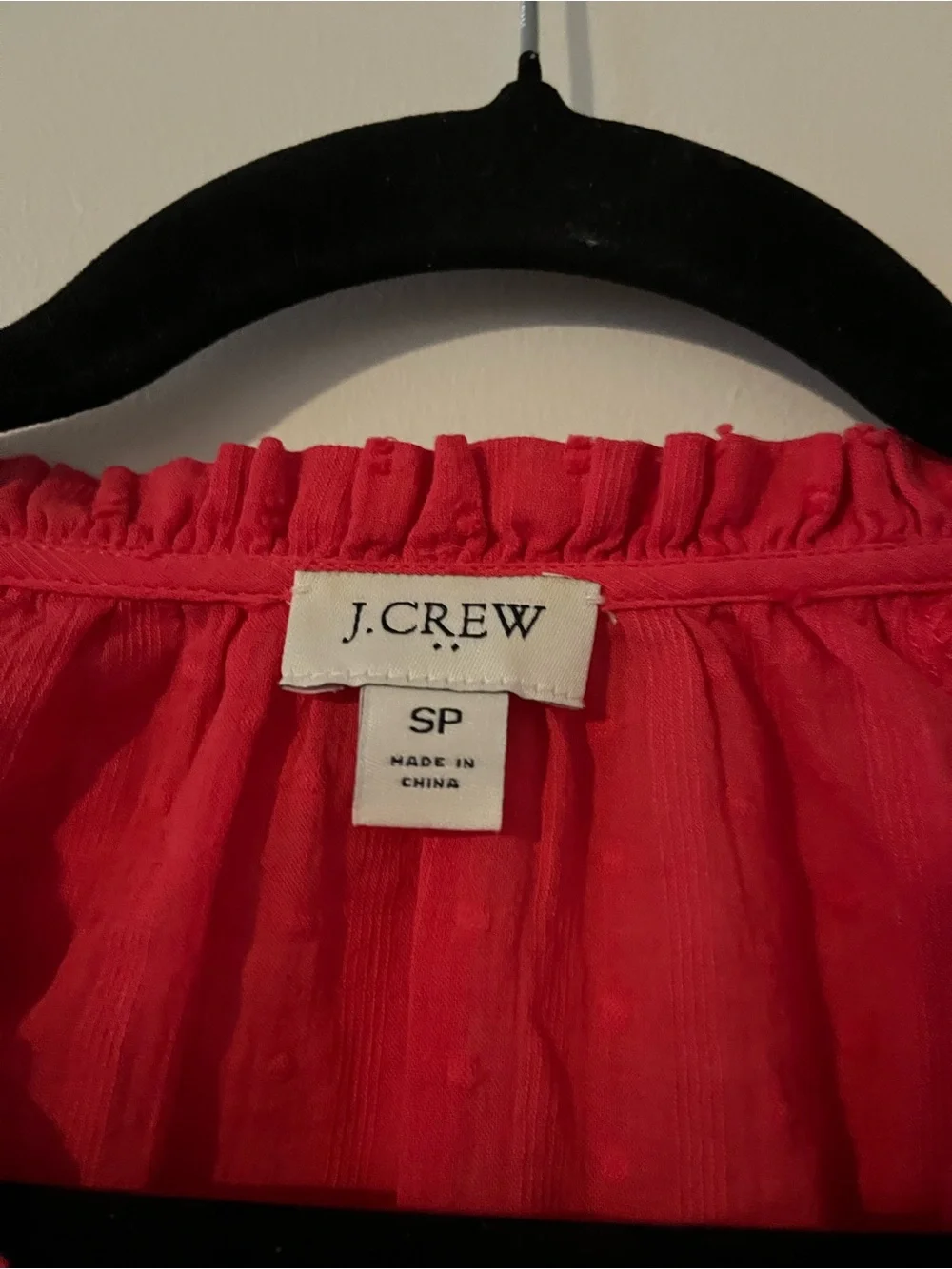 J Crew Red Swiss Dot 100% Cotton Peasant Top Small Petite Cottagecore Prairie